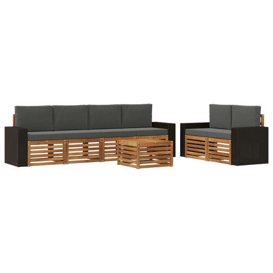 Ensemble de canapés d'extérieur 7 pcs naturel et anthracite