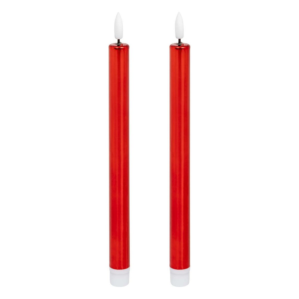 Lot de 2 bougies led bâton métal rouge