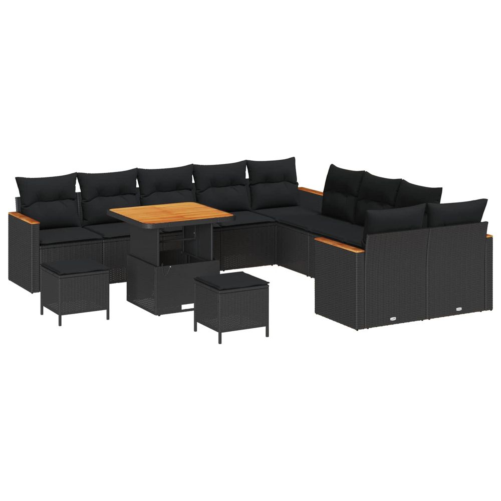 Ensemble de canapé de jardin 13 pc noir polyrotin