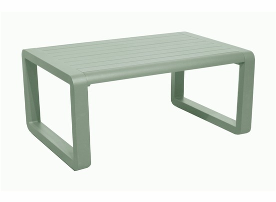 Table basse - quenza ii - aluminium époxy - lattes - amande