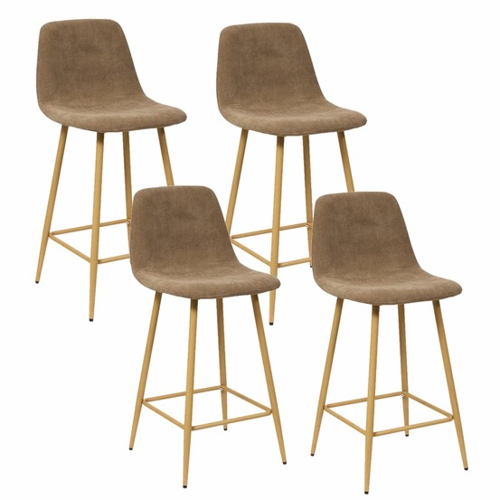 Lot de 4 tabourets de bar en velours côtelé roka