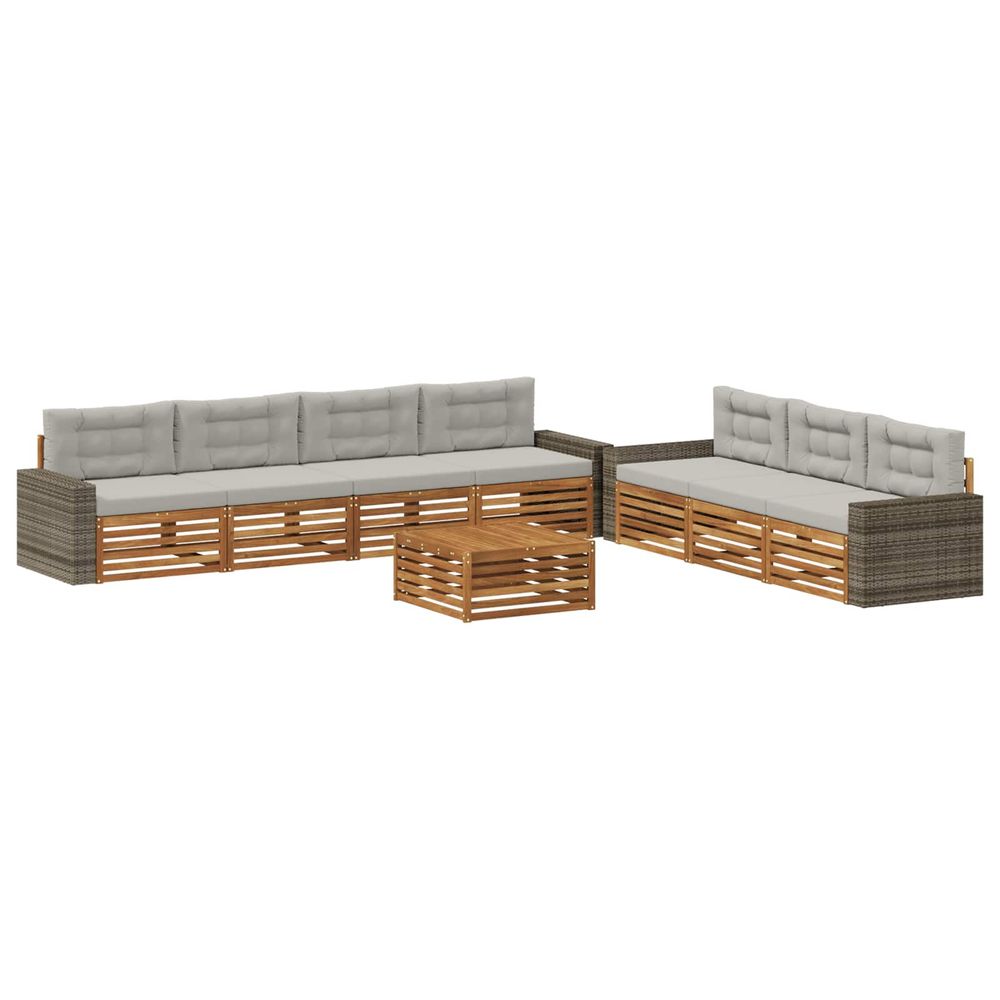 Ensemble de canapés d'extérieur 8 pc naturel et gris clair