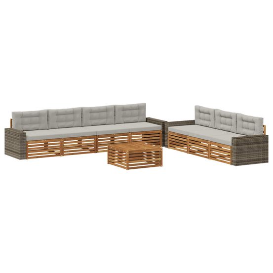 Ensemble de canapés d'extérieur 8 pc naturel et gris clair