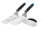 Set 3 ustensiles à plancha: 2 spatules flexibles & un coupe légumes