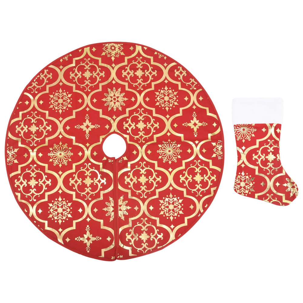 Jupe de sapin de noël de luxe avec chaussette, tissu rouge, 150 cm