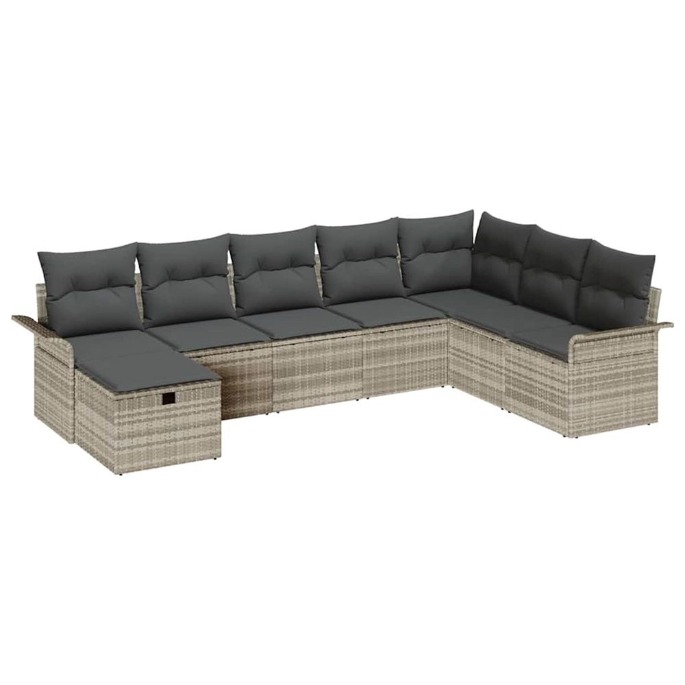 Ensemble de canapé de jardin 8 pc gris clair polyrotin