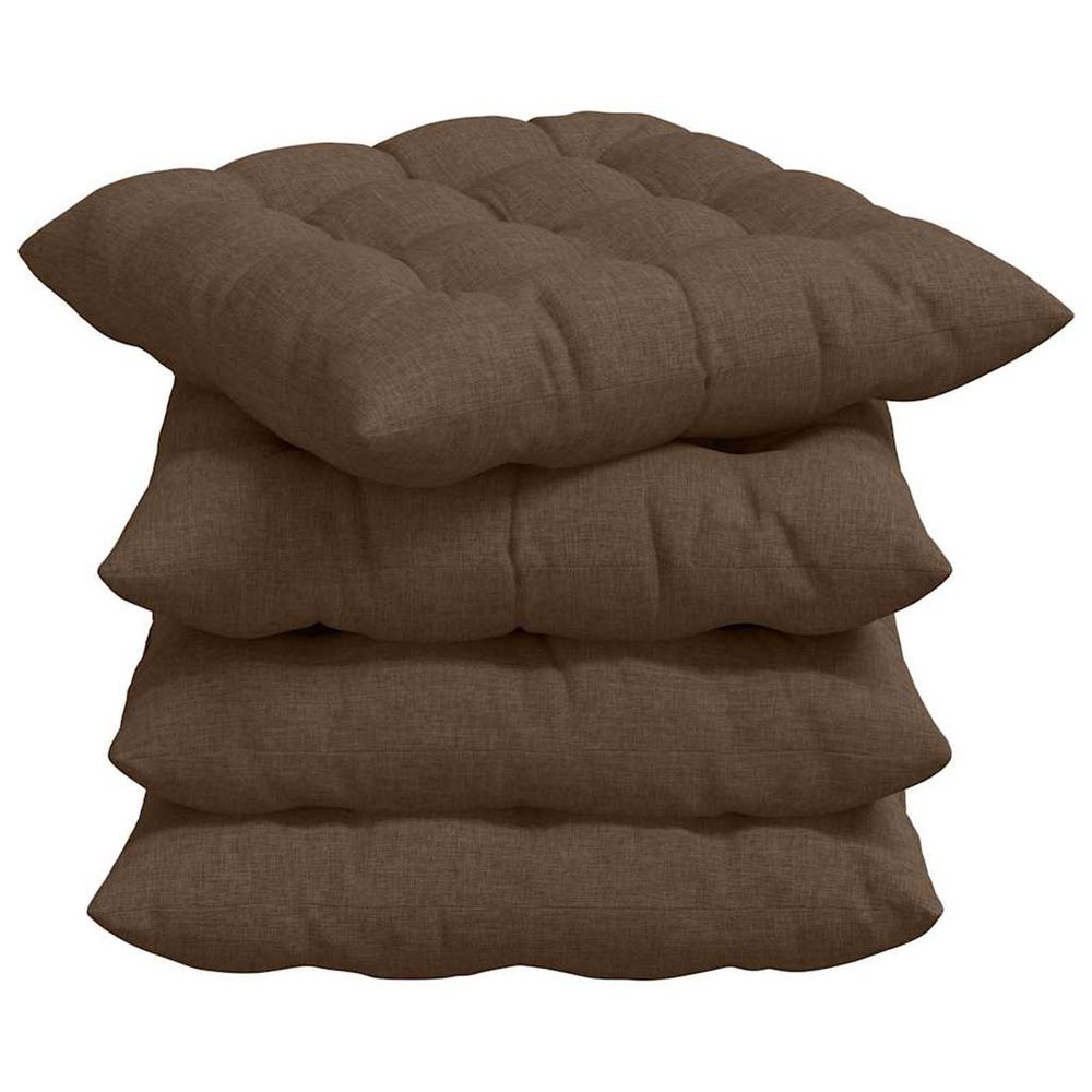Coussins de siège 4 pc tissu marron 40 x 40 x 6 cm