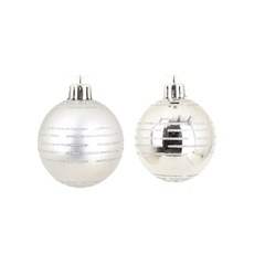 Set de 8 boules de noël rayures argent