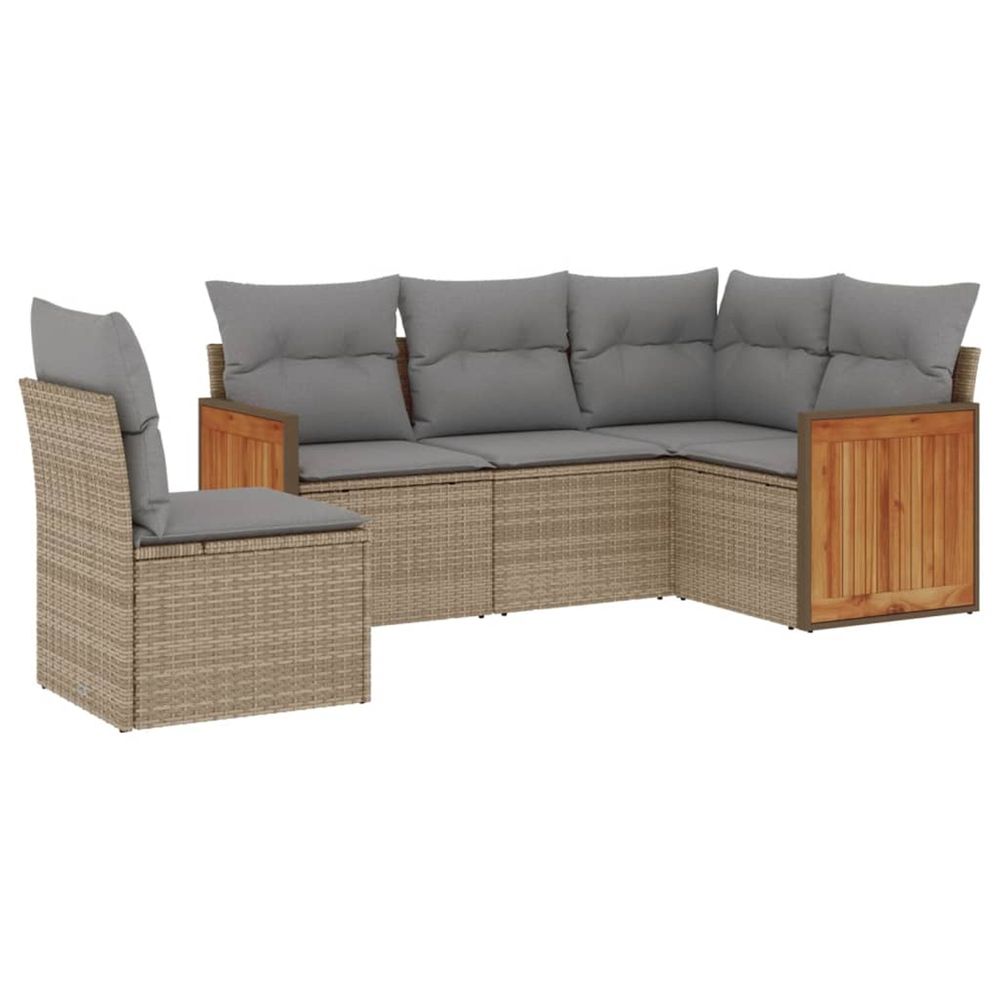 Salon de jardin avec coussins 5 pcs beige résine tressée