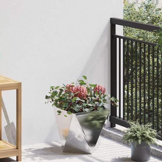 Jardinière carrée inox pour jardin terrasse argent 30x30 cm