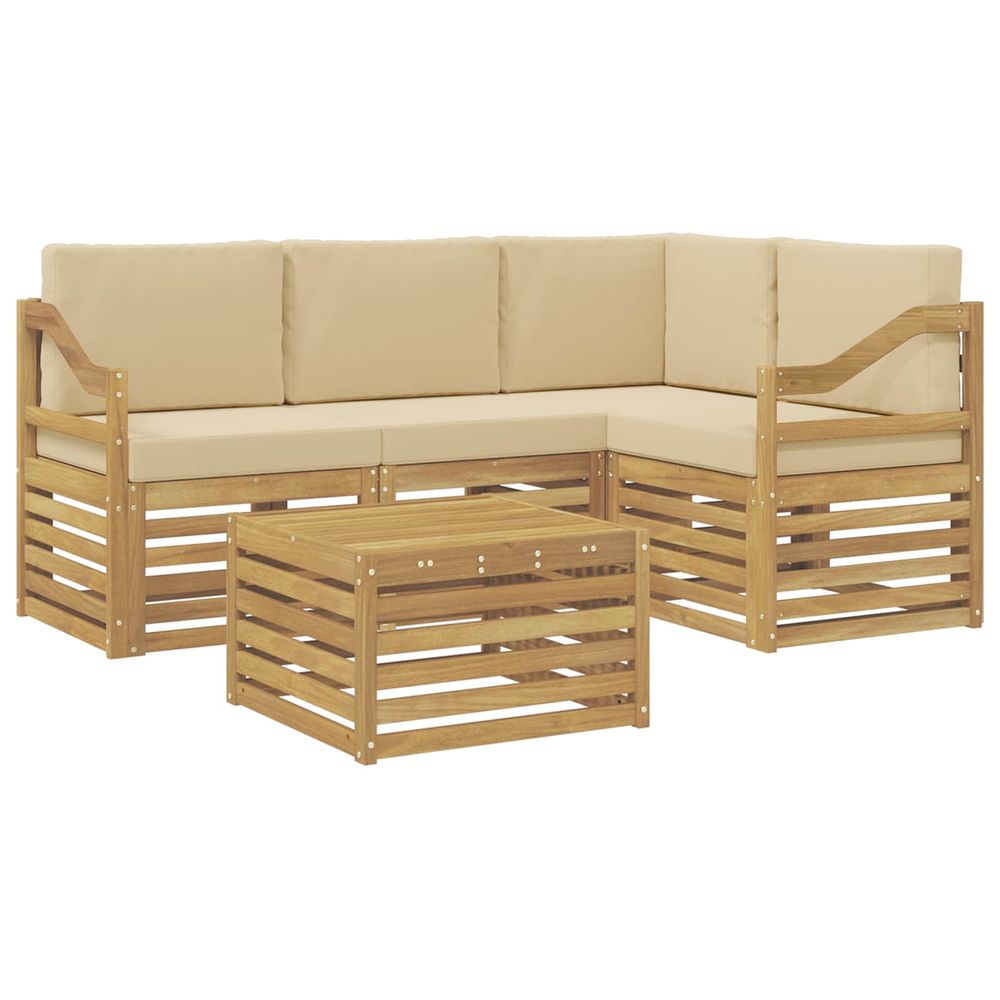 Ensemble de canapés d'extérieur 5 pc blanc et beige polyester