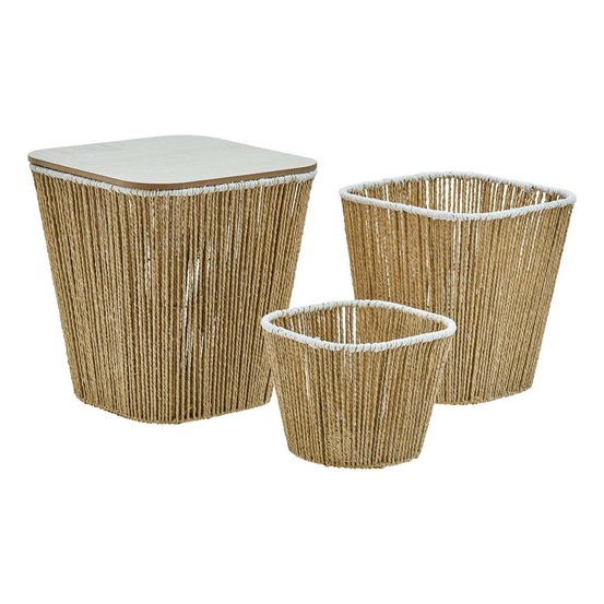 Lot de 3 paniers de rangement banjo beige