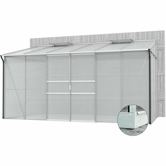 Serre de jardin en polycarbonate 4 mm et aluminium anodisé avec embase ida 201.4