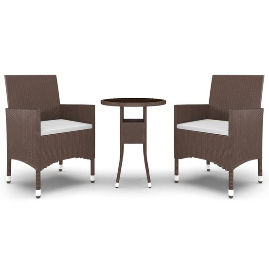 Ensemble de salle à manger de jardin meuble extérieur 3 pièces résine tressée marron