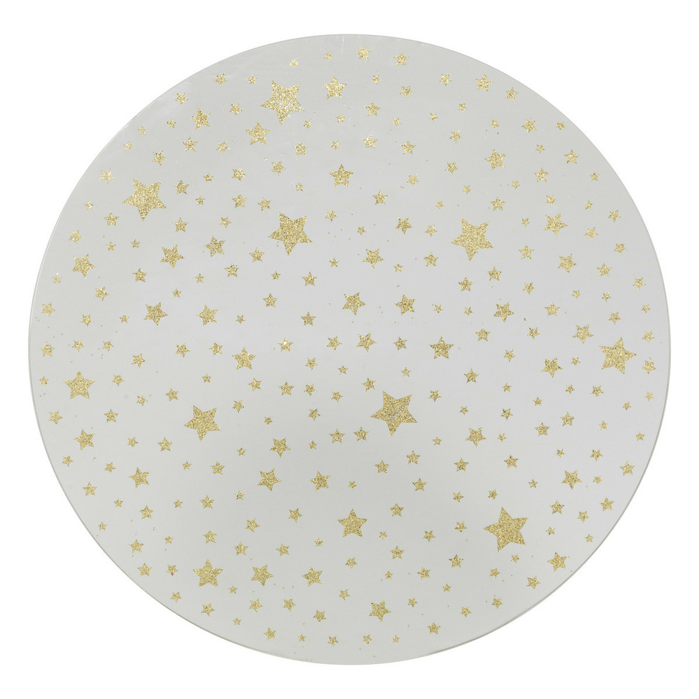 Photophore support à bougie plaque en verre effet miroir étoilé doré d 30 cm