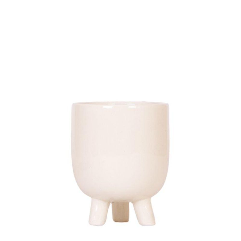 Cache-pot céramique finition lisse - teinte travertin naturelle - pot de 9cm
