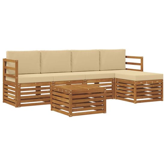 Ensemble de canapés d'extérieur 6 pc naturel et beige