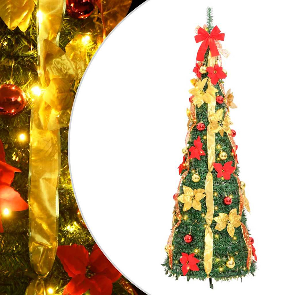 Sapin de noël artificiel escamotable 200 led vert 210 cm