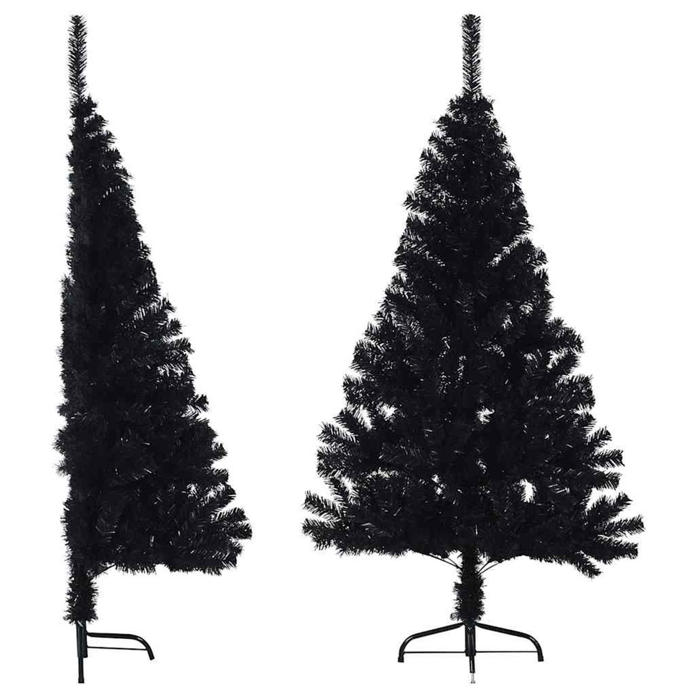Demi sapin de noël artificiel avec support noir 120 cm pvc