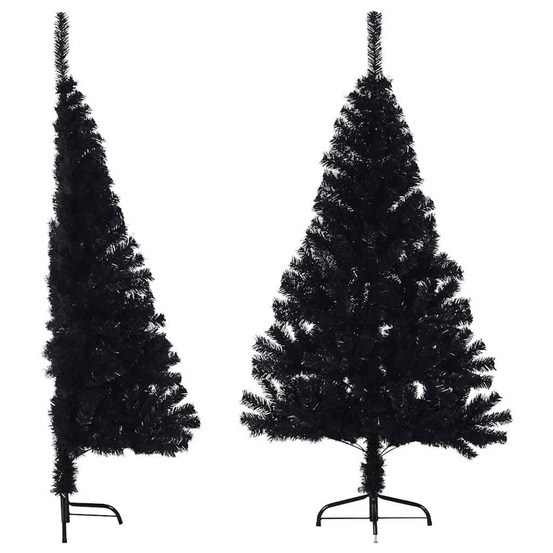 Demi sapin de noël artificiel avec support noir 120 cm pvc