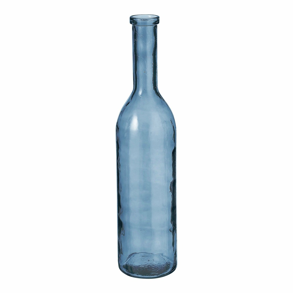 Mica decorations - vase bouteille en verre recyclé bleu h75