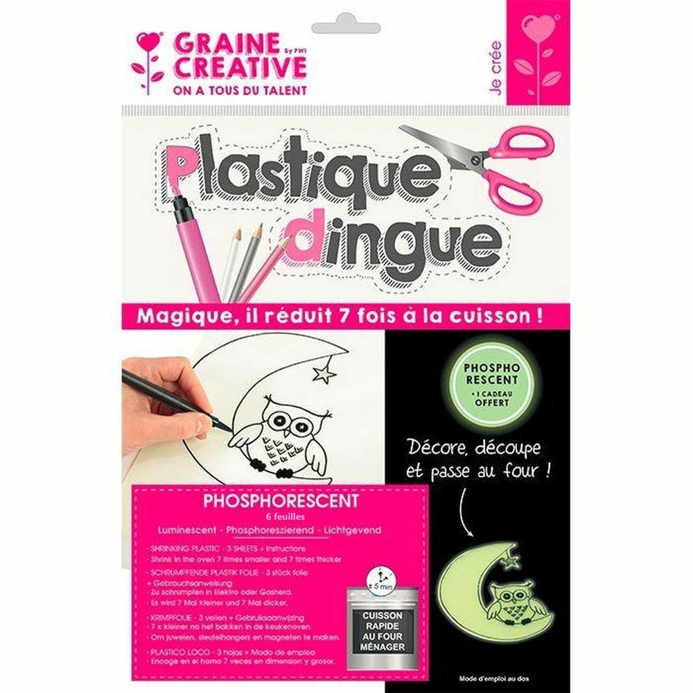 Plastique dingue 6 feuilles 26 x 20 cm - phosphorescent