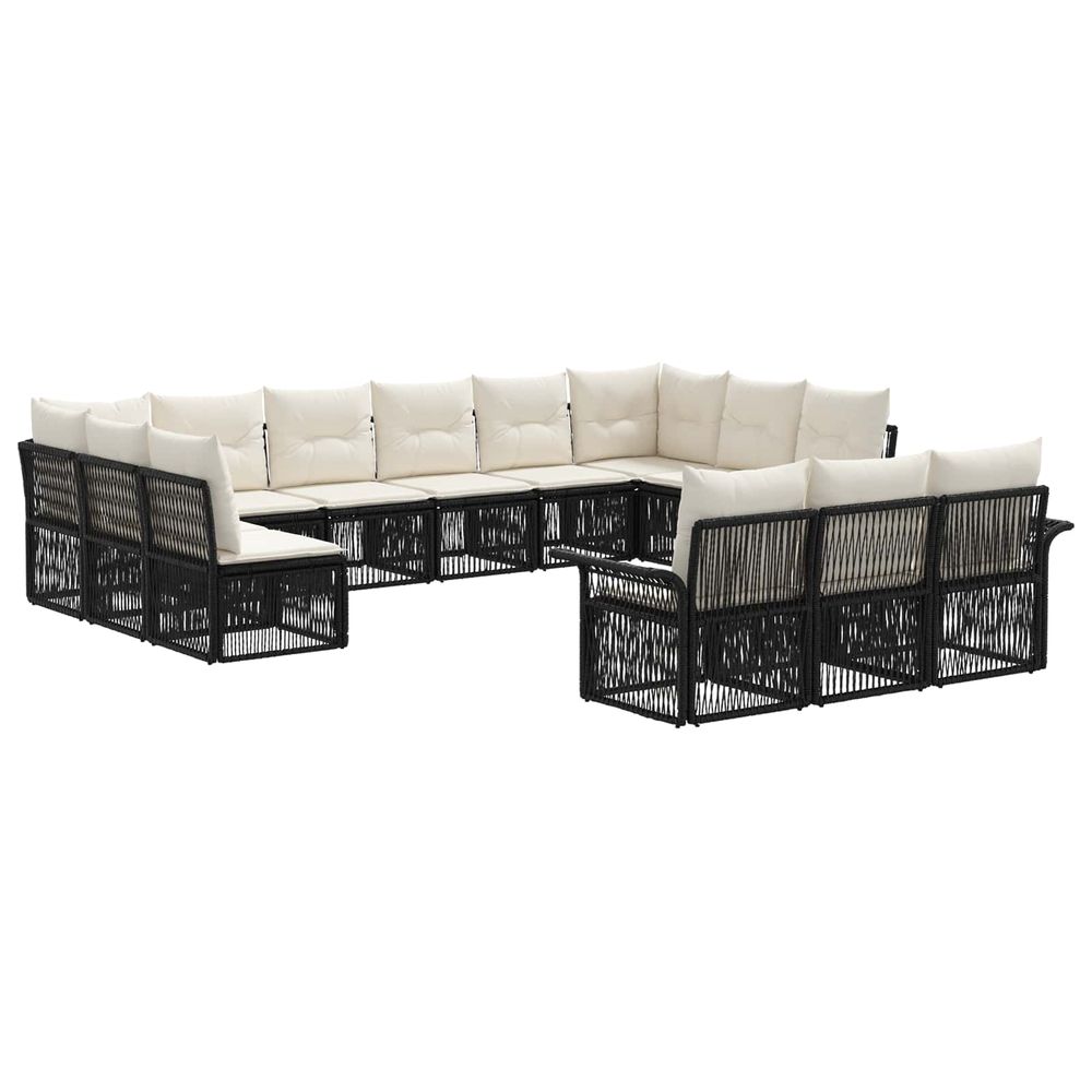 Ensemble de canapé de jardin 13 pc noir polyrotin