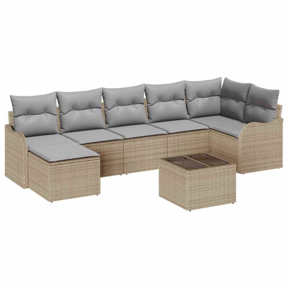 Ensemble de canapé de jardin beige polyrotin