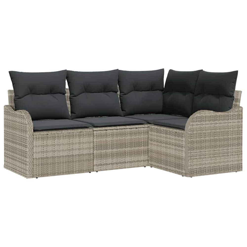 Ensemble de canapé de jardin 4 pc gris clair polyrotin