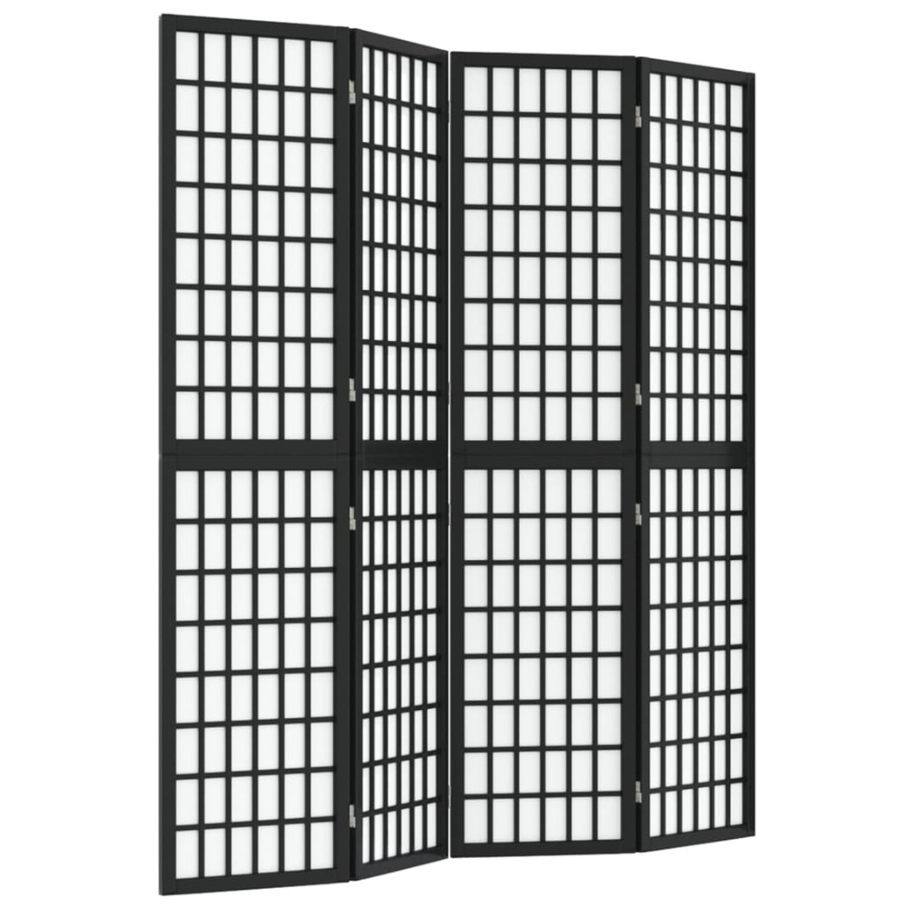 Cloison de séparation pliable 4 panneaux 160x170 cm noir