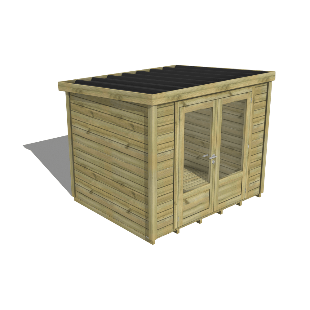 Abri de jardin bois pin traité autoclave 27mm - essentiel - 2,64x2,14m / 6m2 - bac acier - plancher bois