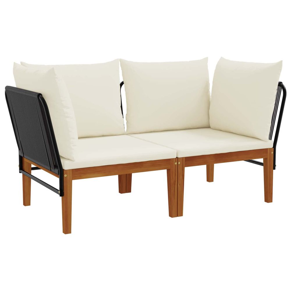 2 pc bois d'acacia massif et corde naturel