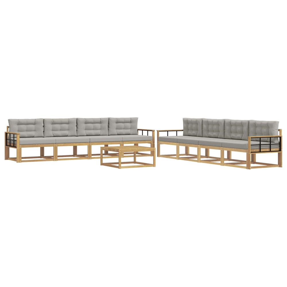 Ensemble de canapés d'extérieur 9 pcs blanc et gris clair