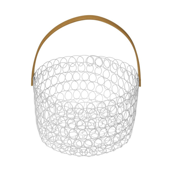 Corbeille à fruits ronde fil métallique 24 cm blanc
