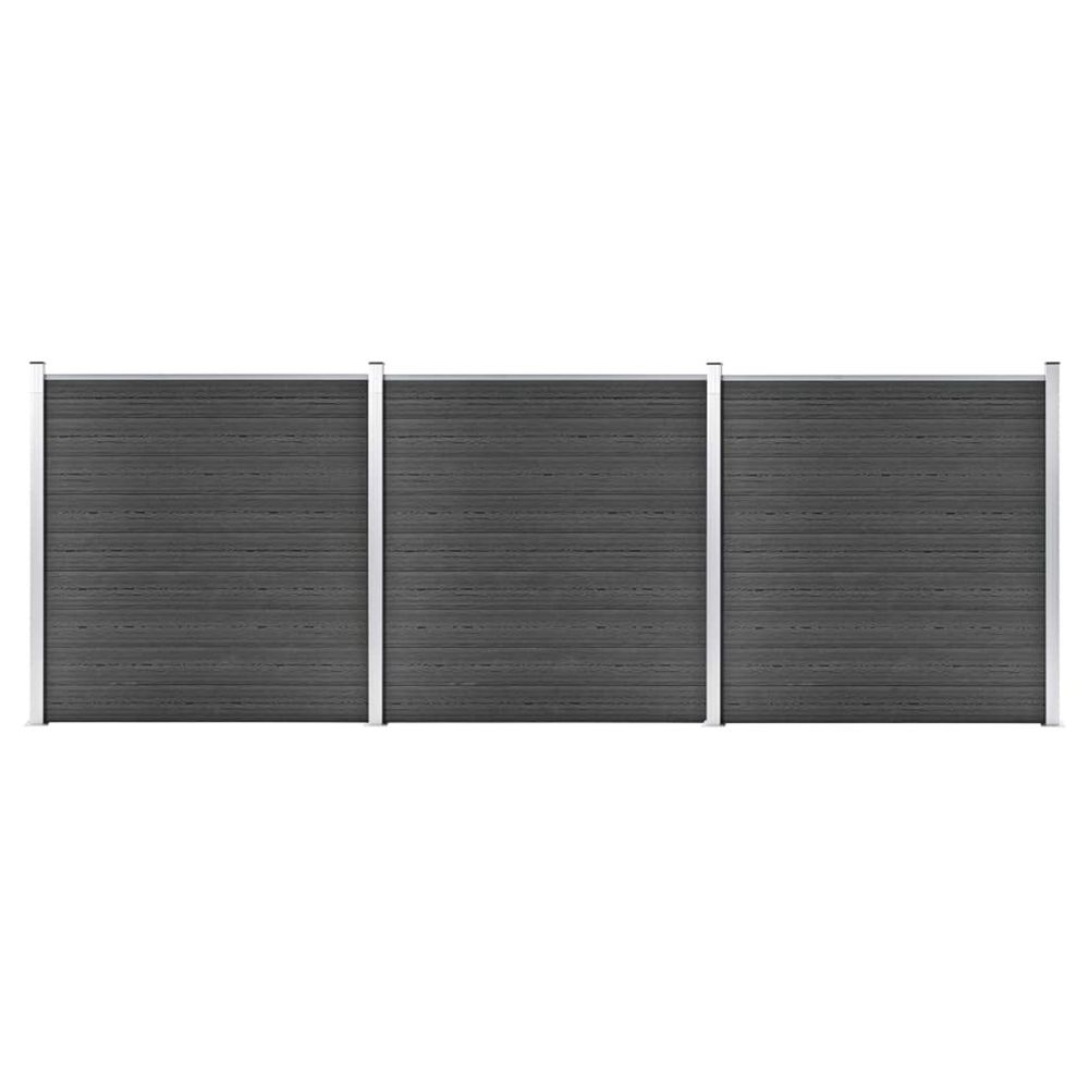 Ensemble de panneau de clôture wpc 526x186 cm noir