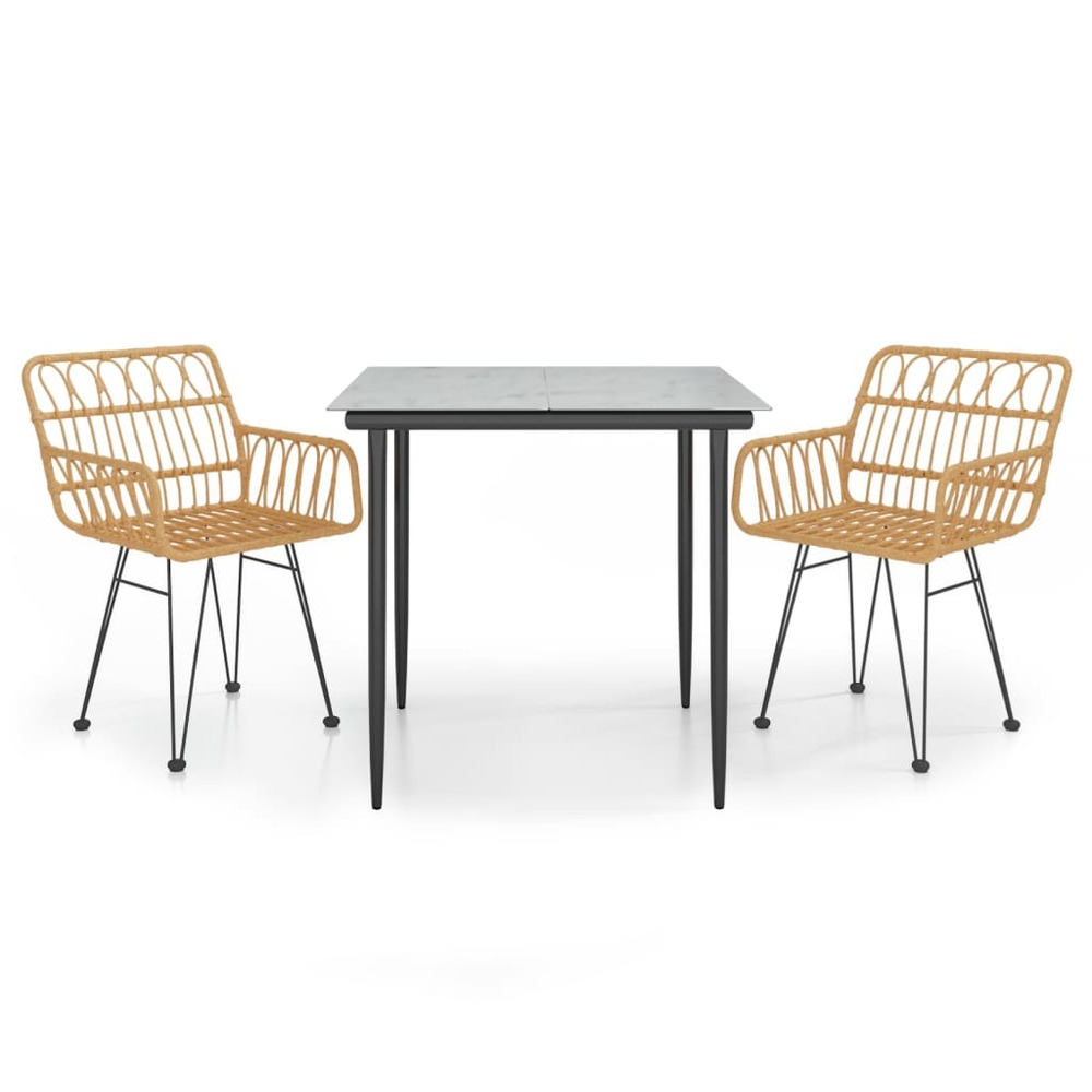 Ensemble à manger de jardin 3 pcs résine tressée