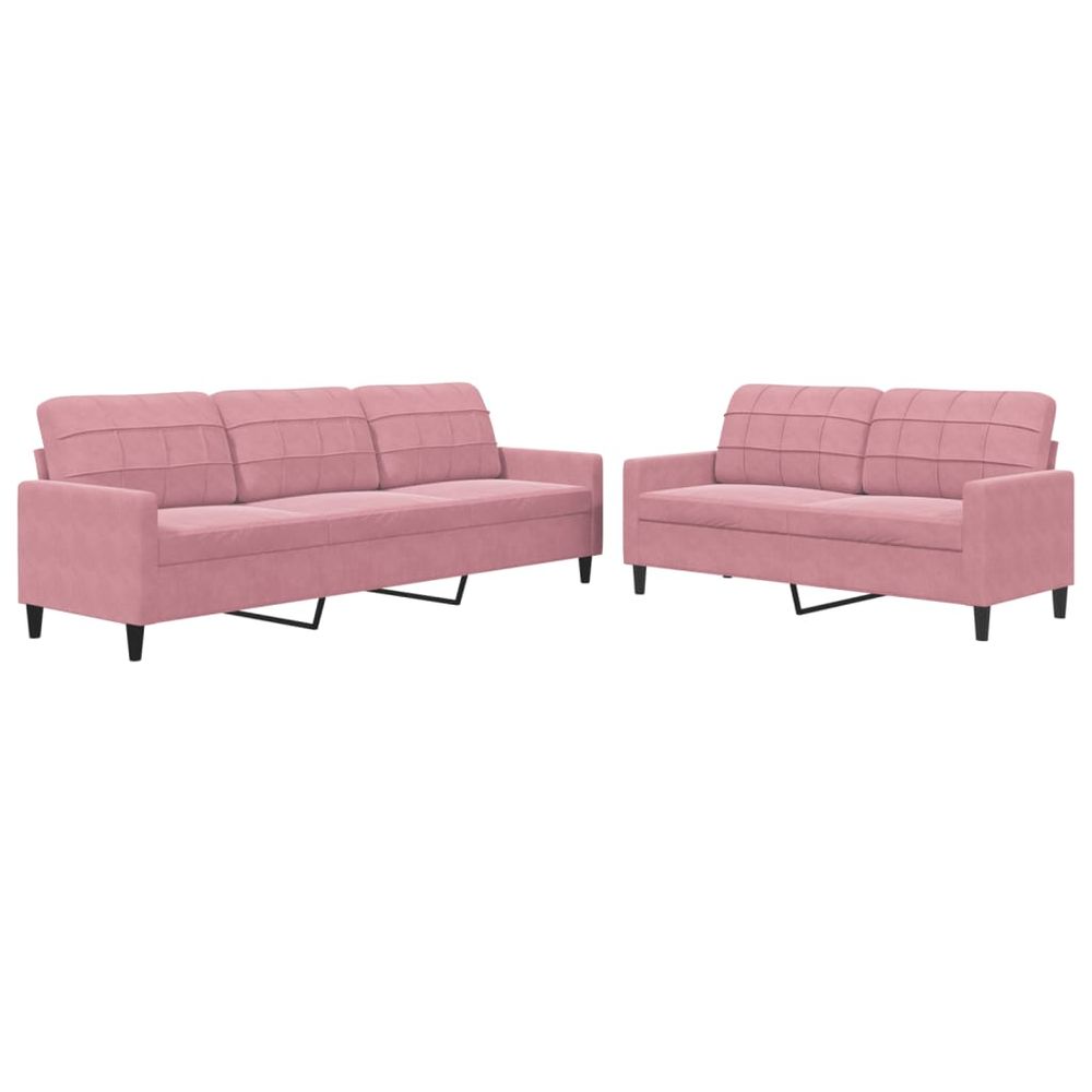 Ensemble de canapés 2 pcs avec coussins rose velours