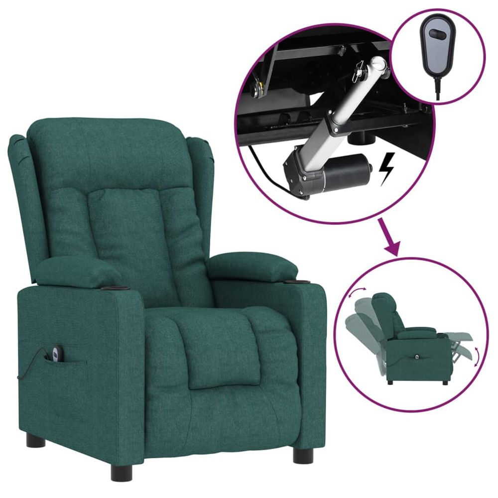 Fauteuil inclinable électrique vert foncé tissu