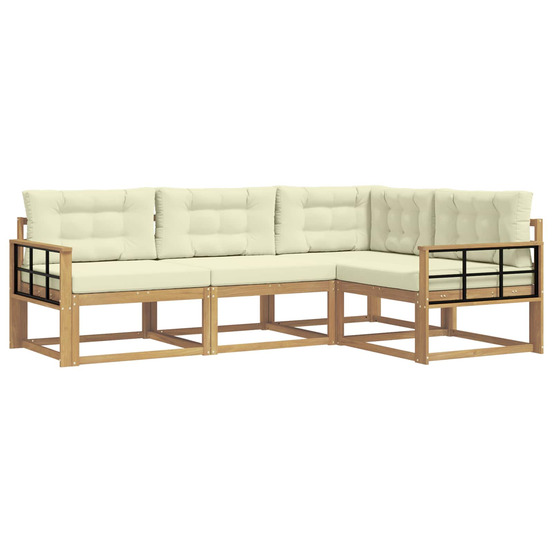 Ensemble de canapés d'extérieur 3 pcs blanc et crème polyester