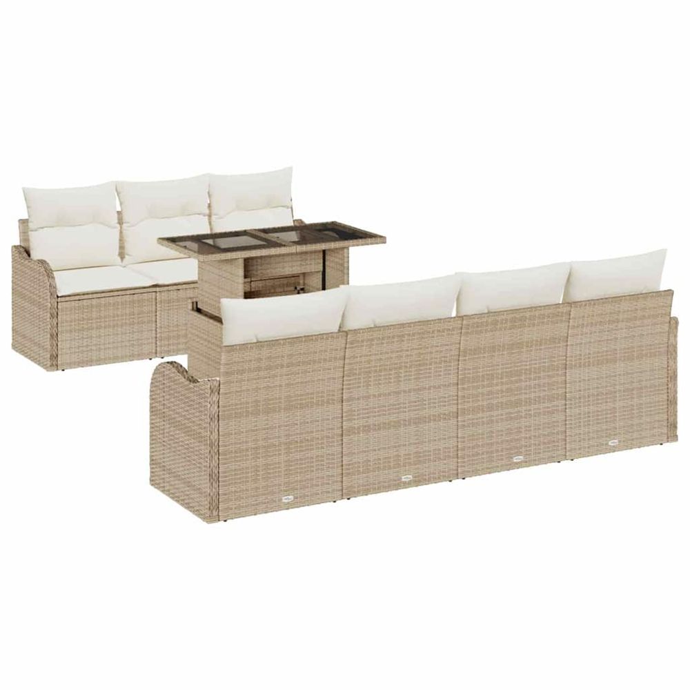 Ensemble de canapé de jardin 8 pc beige polyrotin