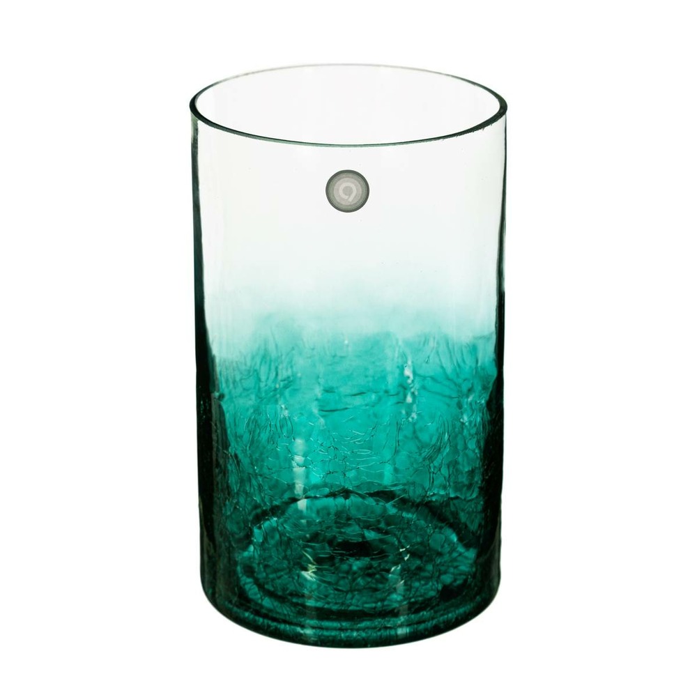 Vase cylindre - verre craquelé - h20 cm