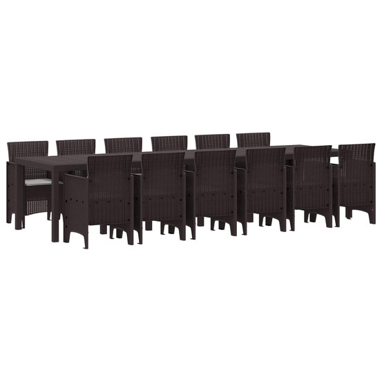 Ensemble de salle à manger pour jardin 13 pcs marron