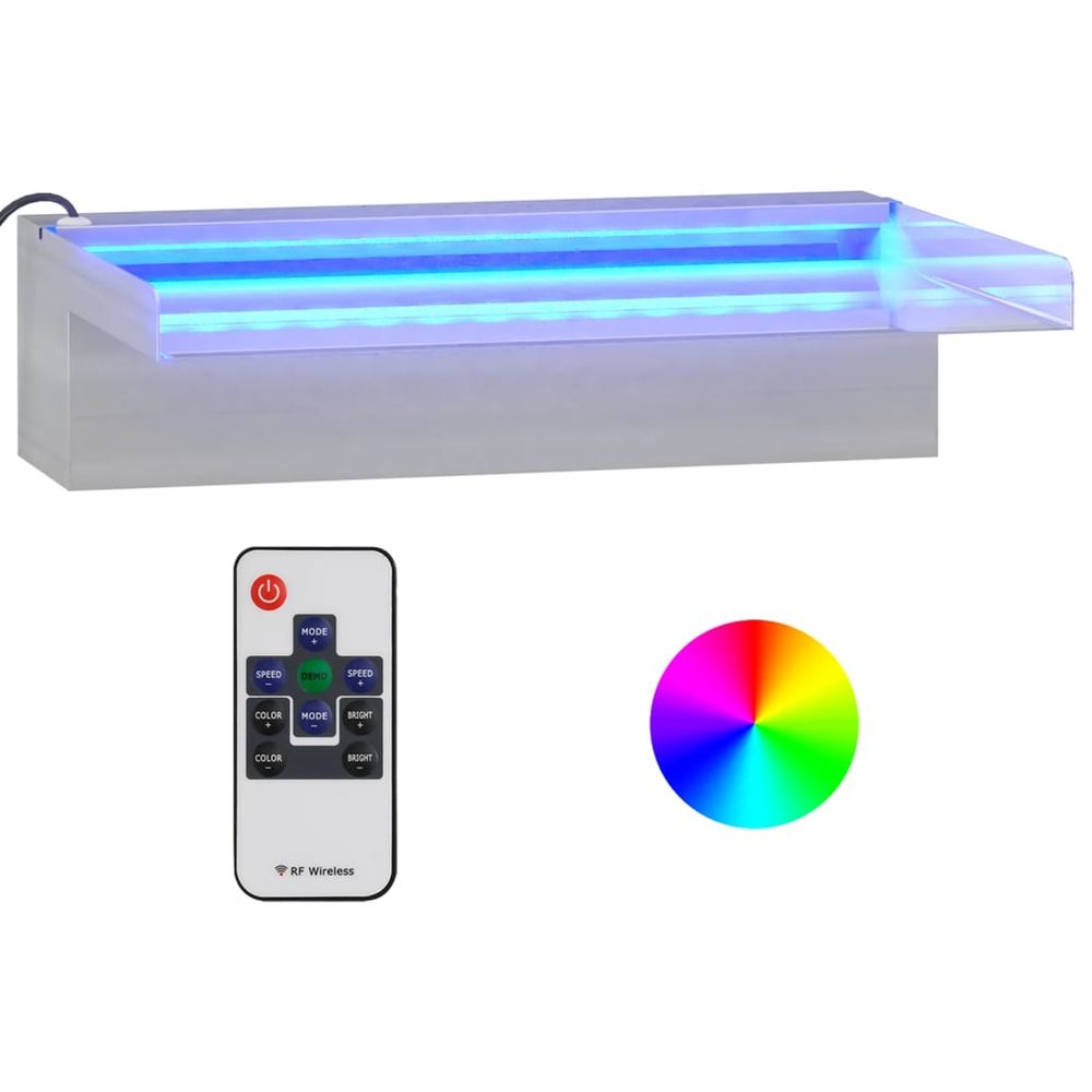 Déversoir pour cascade avec led rvb inox 30 cm