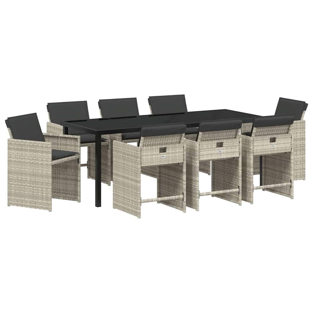 Ensemble de salle à manger pour jardin 9 pc gris clair