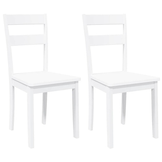 Chaises à manger 2 pcs blanc bois massif caoutchouc