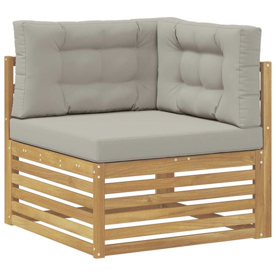 Canapé d'angle extérieur bois d'acacia massif blanc
