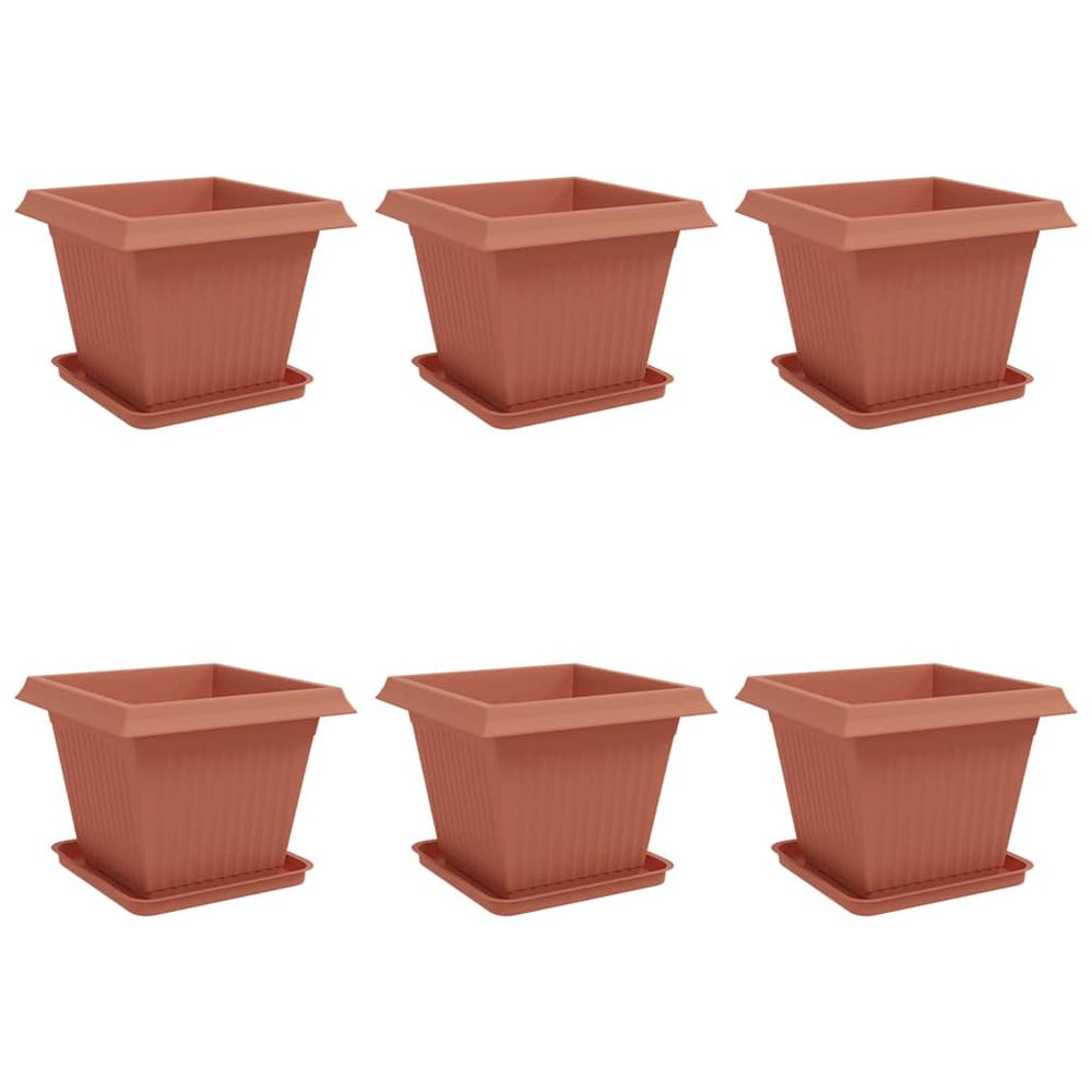 Pots de plantes 6 pc rouge brique plastique
