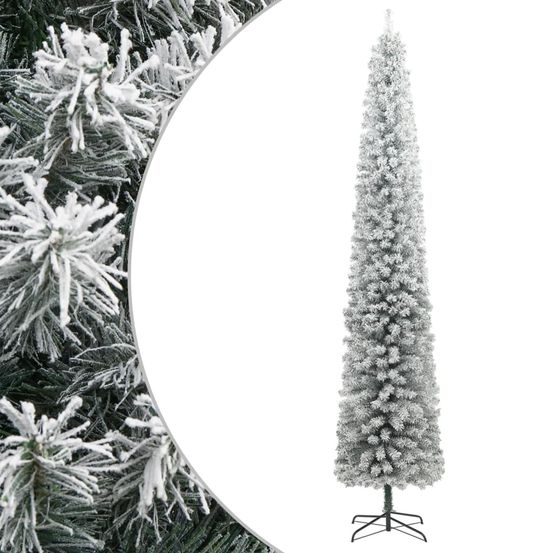 Sapin de noël artificiel enneigé mince 270 cm pvc gain de place