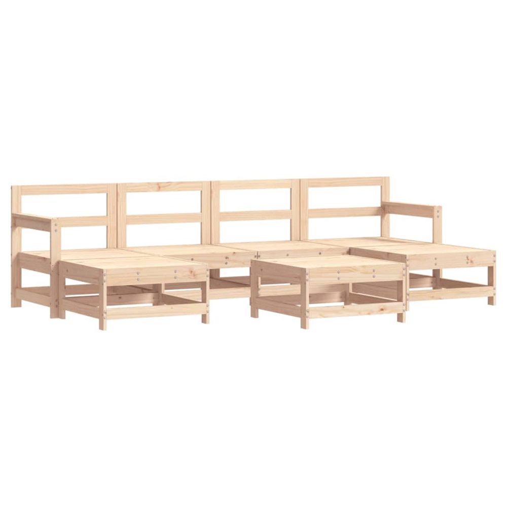 Salon de jardin 7 pcs bois de pin massif