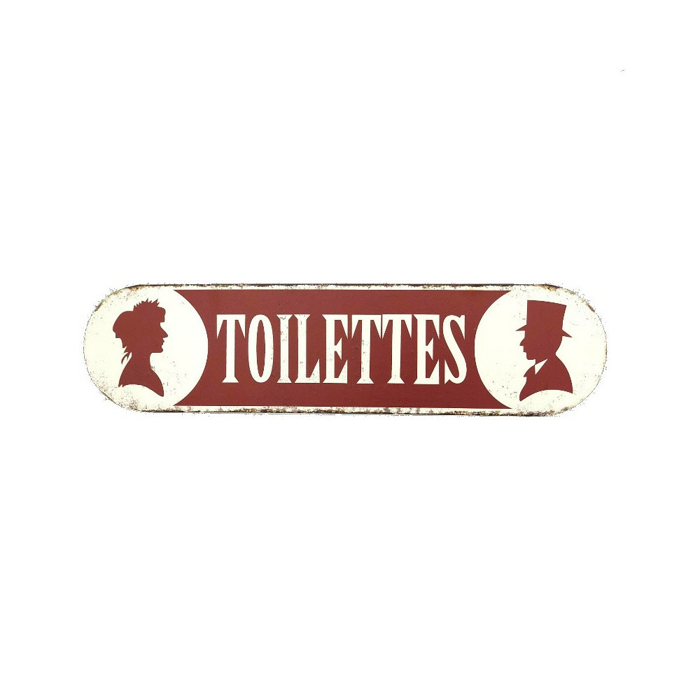 Plaque de porte décorative vintage de toilettes fer rouge 51x13cm
